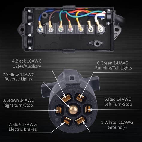 7-way molded trailer plug with junction box|7 way junction box wiring.